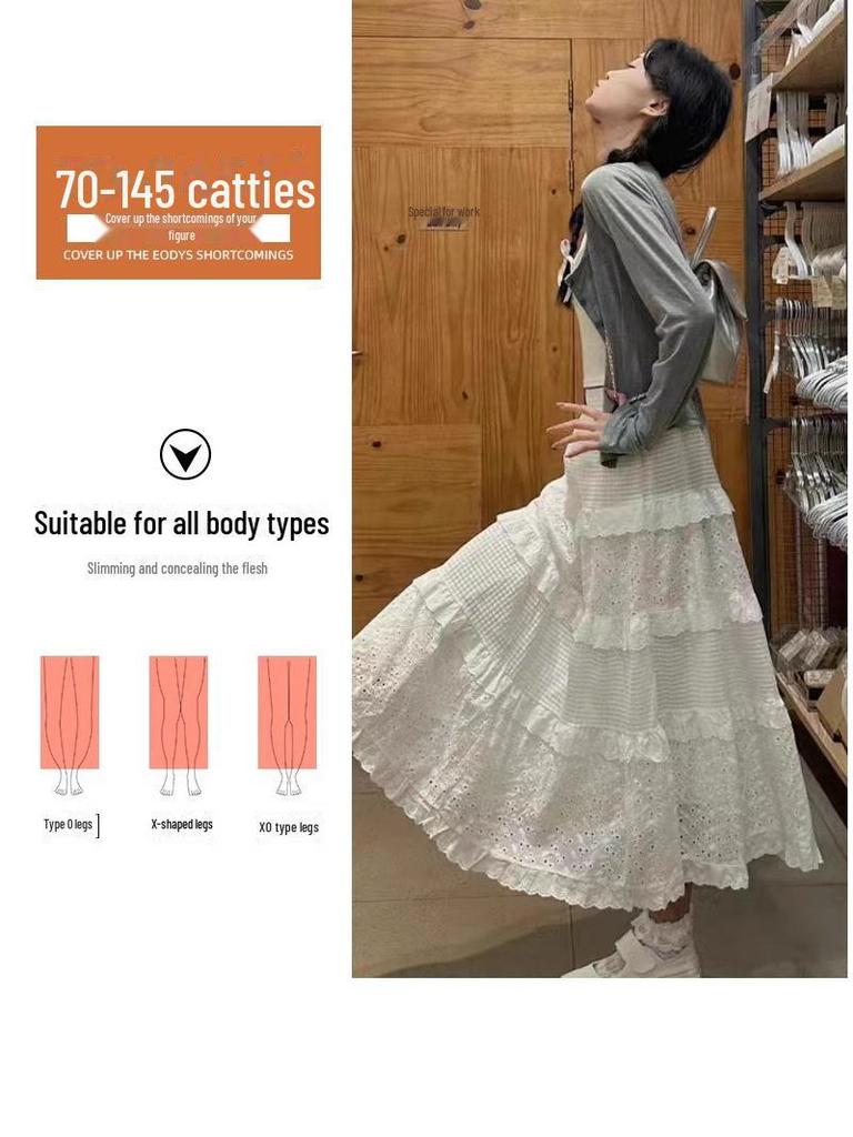 Женская юбка весна-лето 2025 с высокой талией и средней длиной, белая - элегантный и пышный стиль