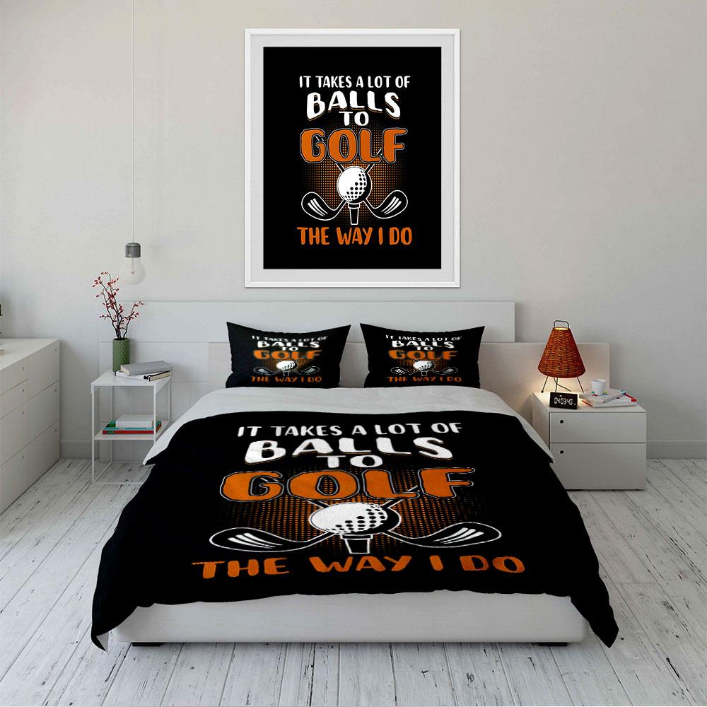Funny Golf Ball Design Print Bedding Duvet Cover Set  (1*Duvet Cover 2*Pillowcases, without duvet insert)