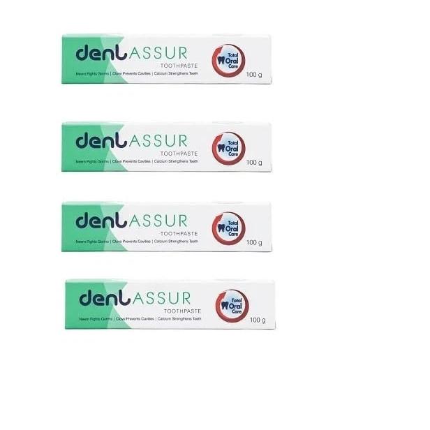 4 x Dent Assure Toothpaste 100gm Fights Germs & Cavities Exp 2028 Pure Herbal