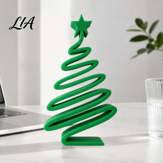 Office Desk Ornaments 3D Printed Minimalist Christmas Tree Desktop Ornament, Modern Holiday Table Creative Garden Decor Sign for Living Room