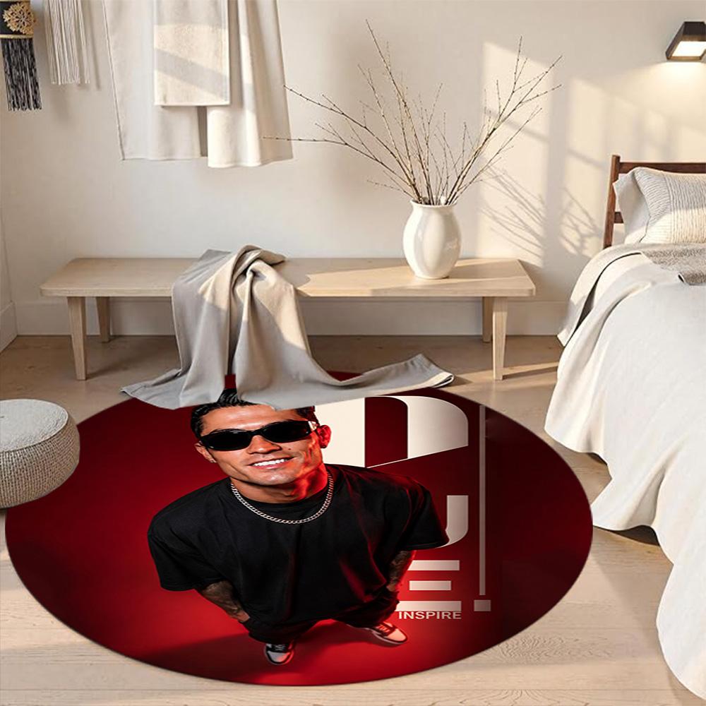 Cristiano Ronaldo Round Area Rug Suitable for Balcony Outdoor Living Rooms Study room Anti-slip Round Rug Anime Office Decor