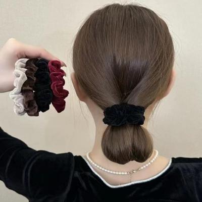 Винтажные бархатные маленькие однотонные резинки для волос, набор, повязка на голову, эластичная резинка, хвостик, веревка для волос, модные аксессуары для волос для девочек, головные уборы