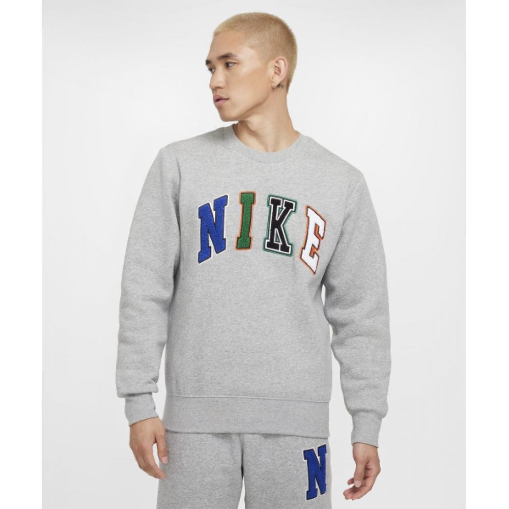Nike Свитшот Club Crew M Темно-серый, меланжевый, белый Fz0880 063