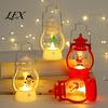 Vintage Style Pony Lantern Christmas Night Light, Retro Santa/Snowman/Tree Handheld Oil Lamp with Portable Ornament Warm LED, Cute Holiday Tabletop