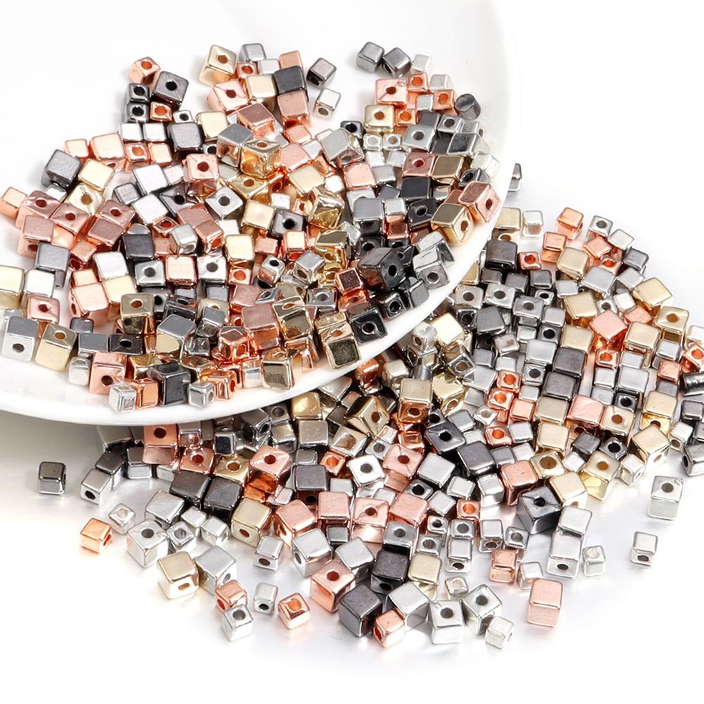 200-500Pcs 3 4 5mm CBB Square Beads For Jewelry Making Loose Spacer Plastic Beads DIY Bracelets Necklaces Supplies Wholesale