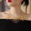 Новое ретро нерегулярное преувеличенное ожерелье с цветком-лепестком Легкое роскошное универсальное ожерелье с подсолнухом для личности