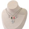 Elphaba & Glinda Pendant Necklace Set Silver Tone Broken Heart Design with Green Red Gemstones pendant necklace