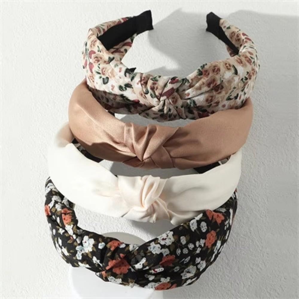 4Pcs Floral Print Hair Hoop Bohemian Style Hair Accessories Floral Print Headbands for Women