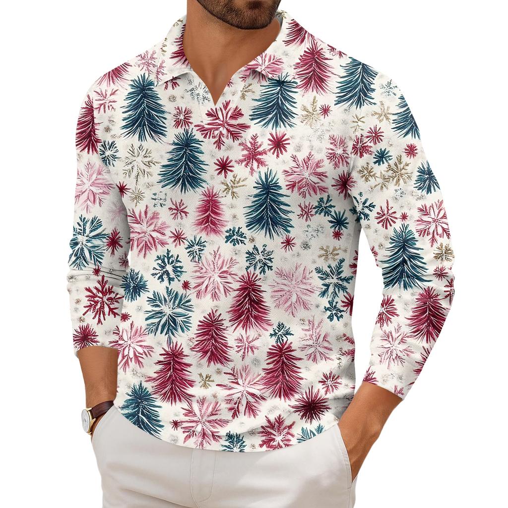 Men's Casual Collared Long-Sleeve Knit Base Layer Top