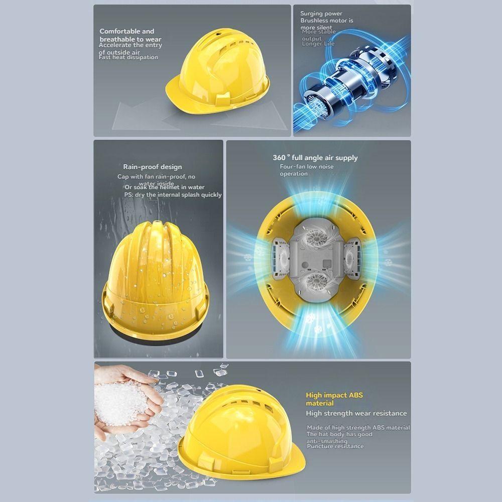 Waterproof Rechargeable Fan Helmet 1/2/4pcs Fans Site Protective Cap Construction Site