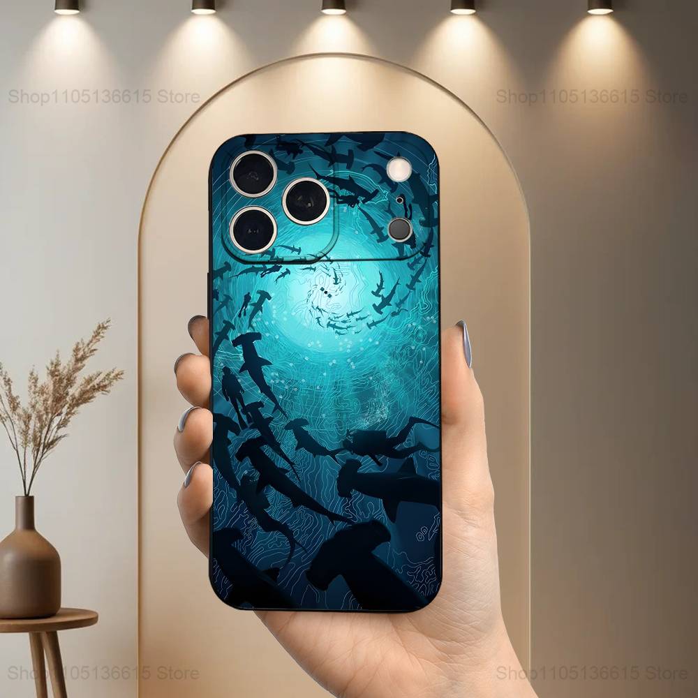 Manta Ray Ocean Animal Phone Case For iPhone 15,14,13,17,16,12,11,Plus,Pro Max,XS,X,Mini,8,7,XR,SE,Soft Silicone Black