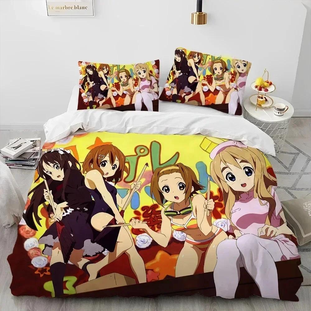 K-ON Мультфильм Милые Лолита Каваи Девушки Комплект Постельного Белья С Наволочкой Пододеяльник Мягкий Размер Queen King Постельное Белье Дом