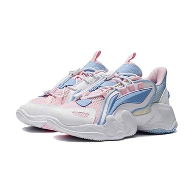Li Ning Kids Kunpeng Sports Non-Slip Wear-Resistant Breathable Casual Shoes Kids Casual Shoes White Pink YKCS018-2