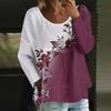 Женский повседневный модный свободный топ с круглым вырезом и цветочным принтом, с длинным рукавом