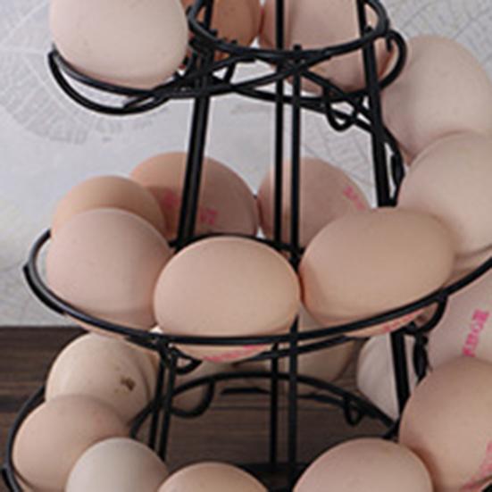 Egg Holder Spiral Storage Rack Rustproof Corrosion Resistant Hollow Bottom Design Egg Storage Shelf Dispenser