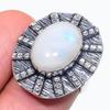Лунный камень Ручной работы Украшения из серебра 925 пробы Кольцо Размер 7 E2D26