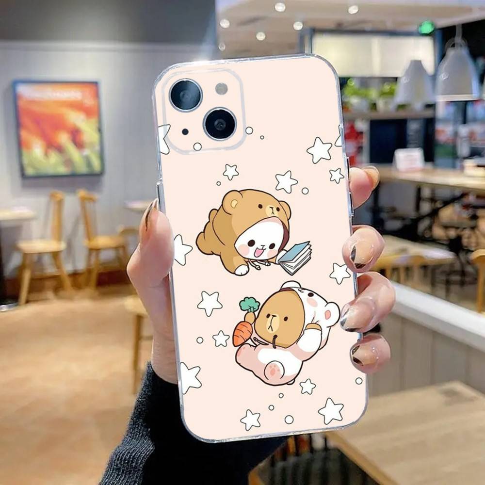 Милый Чехол для Телефона BuBu DuDu Для iPhone 16,15,14,13,12,11 Pro,Max,Plus,X,XS,XR,SE,Mini Прозрачный Силиконовый Мягкий