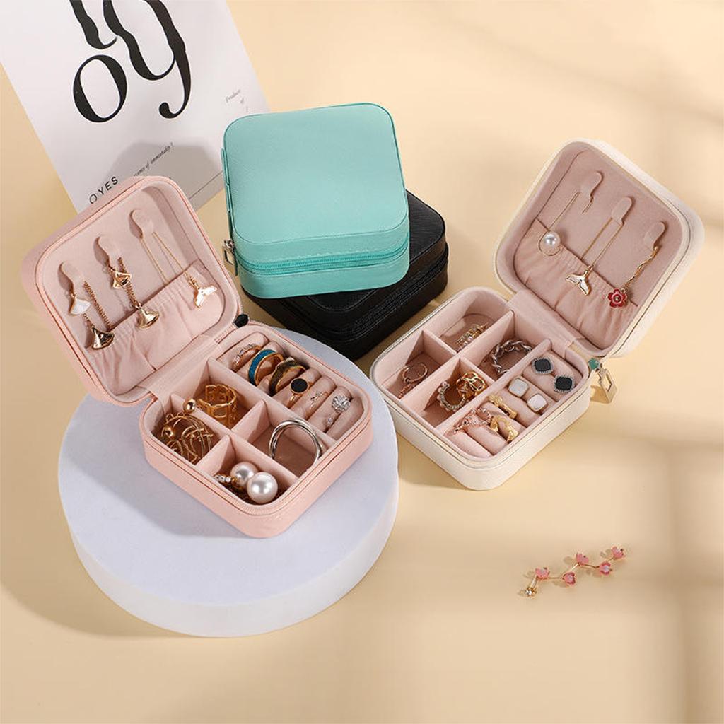  Jewelry Storage Box Portable Home Travel Earrings Necklace Storage Case For Women Ring Organizer PU Leather Display Case
