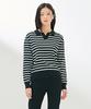 CHASECULT Women'S Open Collar Striped Sweater-Darg5263B03