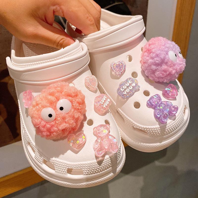 DIY Candy Color Plush Ball Shoes Charms for Croc Furry Ball Cute Croc Charms Designer Lovely Croc Accessories All-match Hot Sale