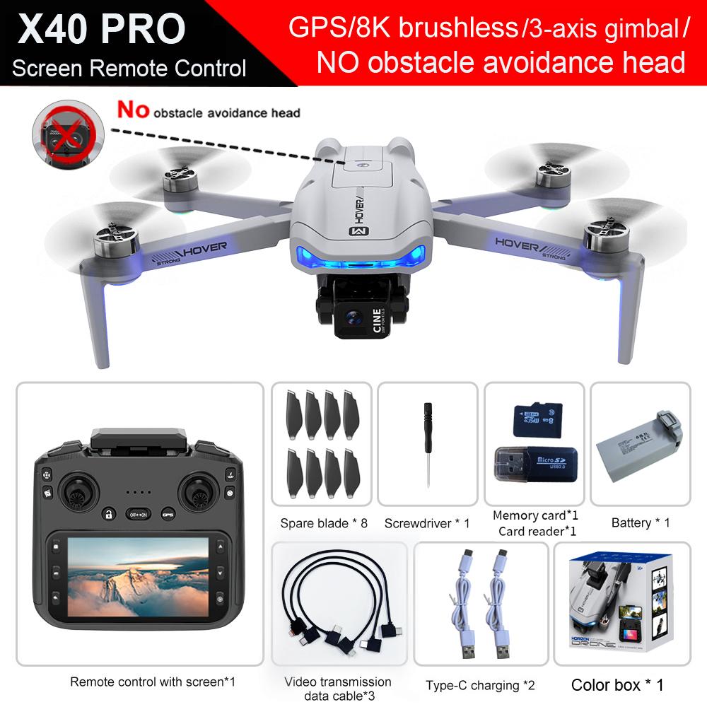 Новый дрон X40 Max 4K Профессиональная HD-камера 3-осевой стабилизатор Аэросъемка Большой 4,5-дюймовый экран Обнаружение препятствий GPS Безопасность FPV Дрон