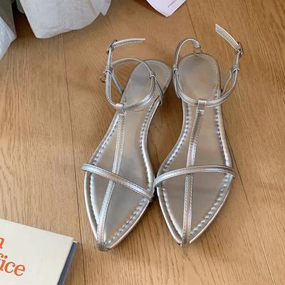 Виноградный мать лето новый темперамент танкетка острый носок персонализированные босоножки на высоком каблуке однослойный тонкий ремешок открытый носок сандалии с пряжкой женские