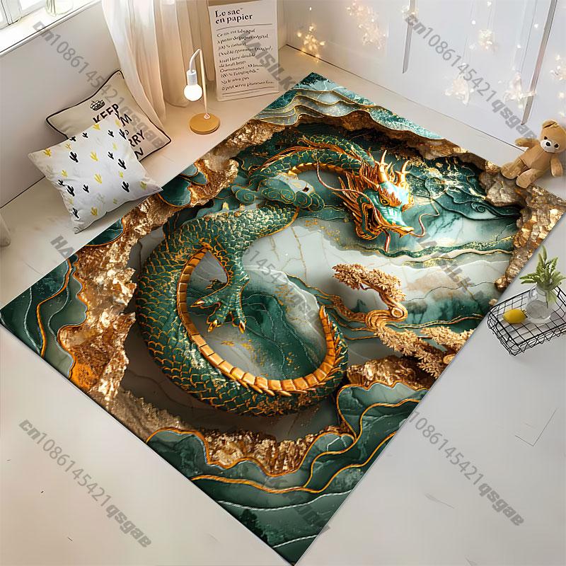 Majestic dragon within mystical cave carpet Yoga living room room decor children's crawling mat doormat area rug