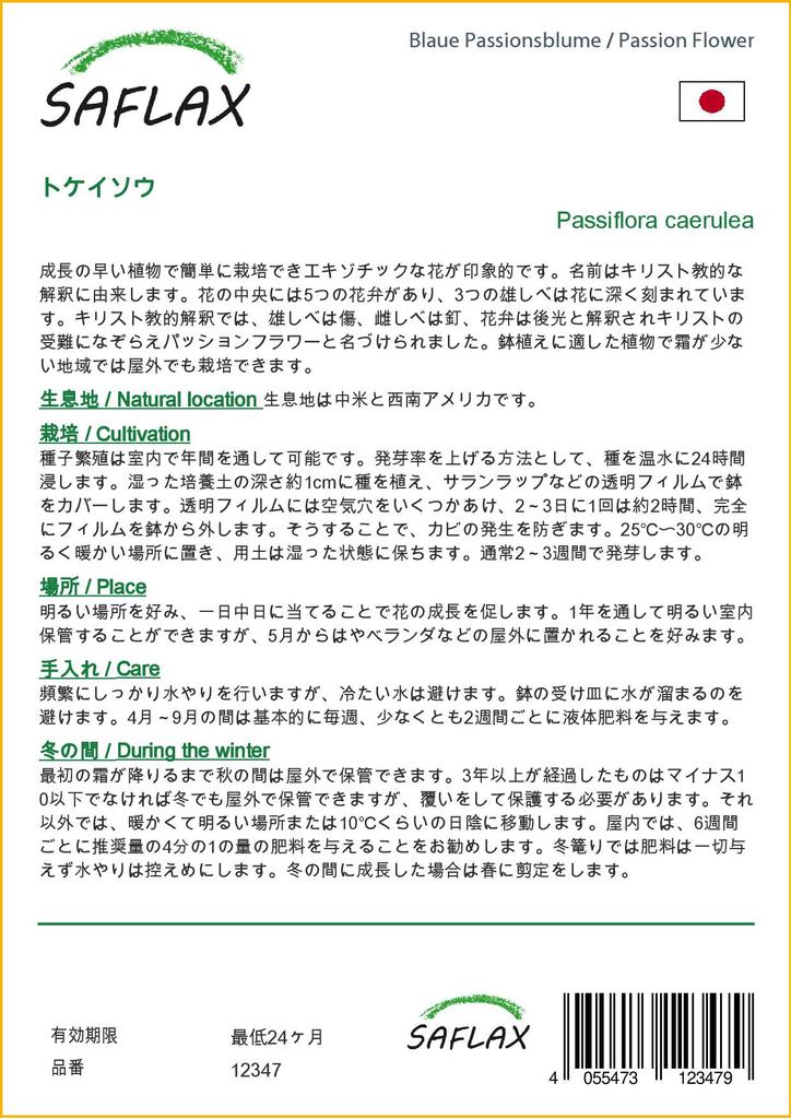 SAFLAX Цветок страсти - 25 семян - С горшечным субстратом для лучшего выращивания - Passiflora caerulea
