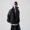 2026 Unisex Oversized PU Leather Jacket Hooded Streetwear Fake Two-Piece Motorcycle Style