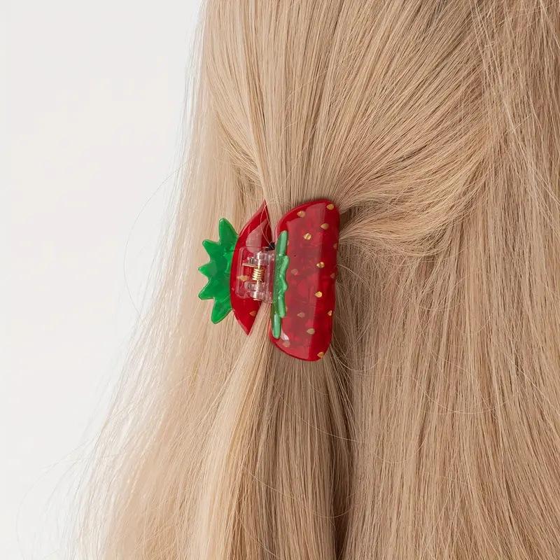 1 шт. Милая маленькая заколка для волос с клубничкой, мини-заколка для полупучка, модная заколка для хвоста, женский повседневный праздничный аксессуар для волос