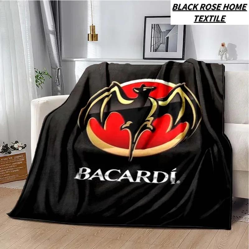 Fashionable Art Print Bacardi Rum Logo Blanket Family Bedroom Bed Sheet Outdoor Car Travel Camping Picnic Plush Sleeping Blanket