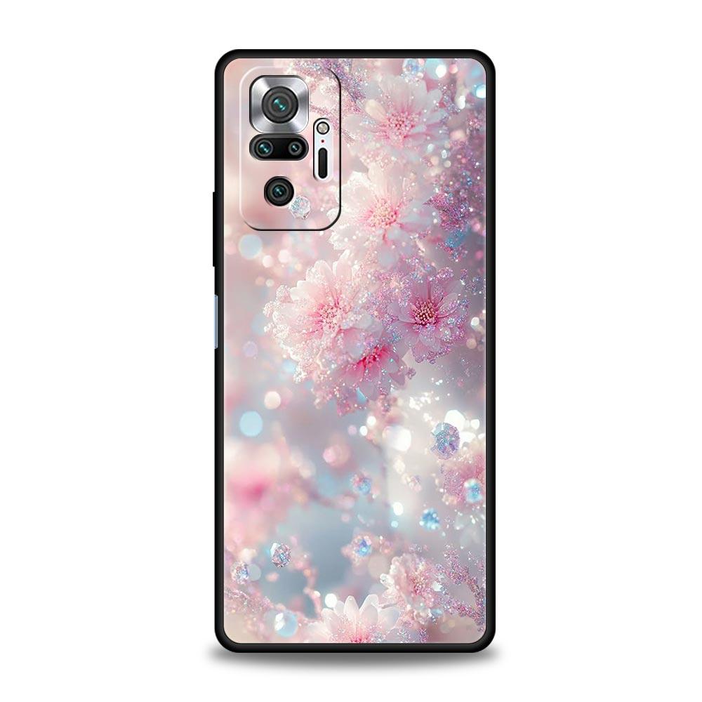 Корейский чехол с цветами для Redmi 14C 10C Note 15 14 13 12 10 11 K40 Pro Plus 5G, противоударный, мягкий ТПУ, чехол-бампер