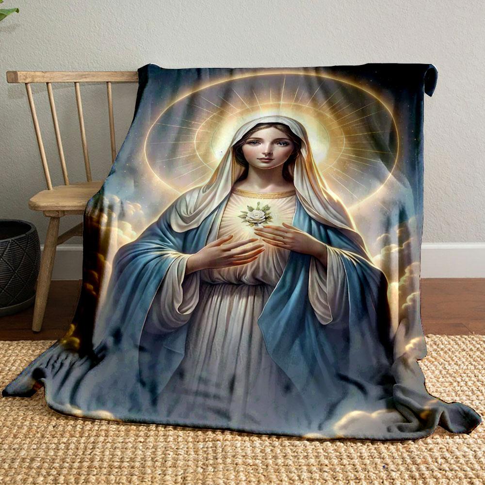 Sacred Heart Halo Clouds Printed Blanket for Living Room Bed Couch lunch break Soft Cozy Blanket for Friend's festival Gift