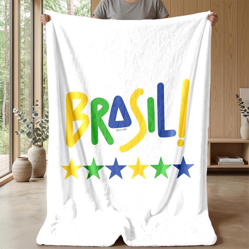 Brazil national football team Theme blanket Soft Flannel Blanket Plush Throw Blanket Cozy Sofa Bed Blanket for Home Decor