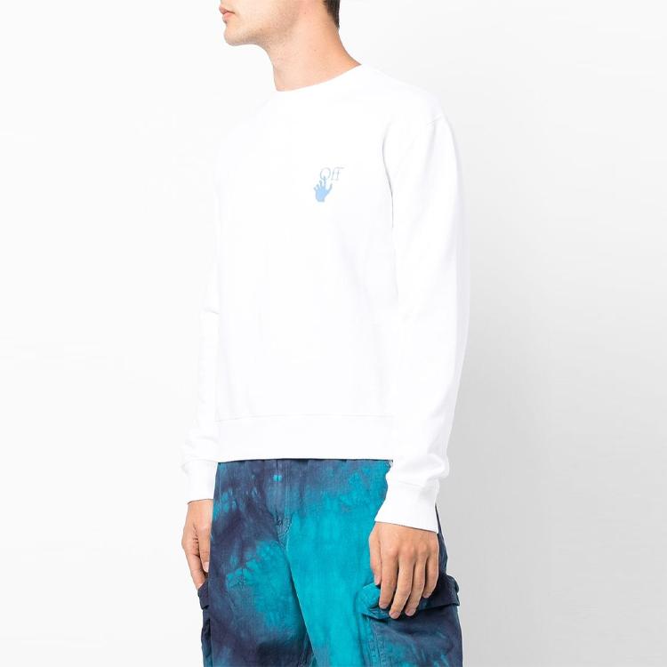 Off-White FW21 Логотип Слоган Пуловер Толстовка Мужская Топы Белый OMBA025F21FLE0040184