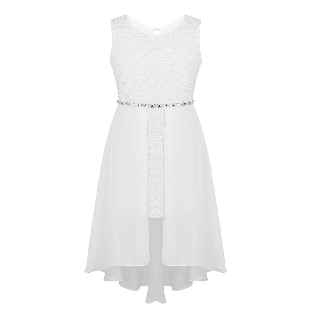 Детское шифоновое платье с блестками для девочек, пышное свадебное платье подружки невесты, летнее праздничное платье длиной до колена для девочек