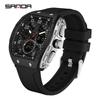 SANDA 6157 waterproof alarm clock men brand's new electronic watch digital multifunctional fashion trend men's watch silicone