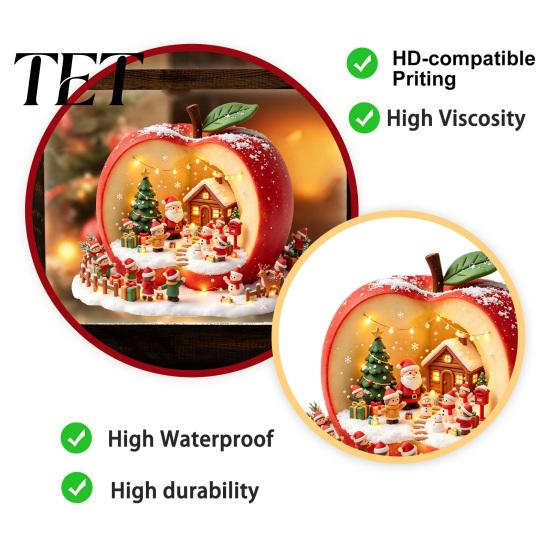 Durable PVC Seasonal Home Decor Christmas Static Window Clings, Apple House Santa Claus Stickers, Waterproof Creative Holiday Scene Wall Clings Glass