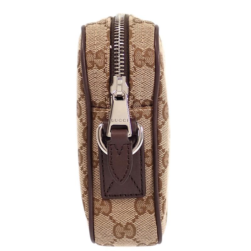 GUCCI  834802 body bag beige/Dark brown GG canvas mens