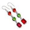 Mozambique Garnet, Peridot Handmade 925 Sterling Silver Earring 2.36" a9Z44