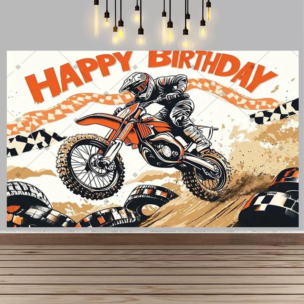 Off-road motorcycle party decorations, men's competitive sports banner background, birthday party decorations569