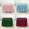 Seersucker Footstool Skirt Cover Stretch Spandex Ottoman Cover Solid Color Non Slip Washable Footrest Slipcovers for Living Room