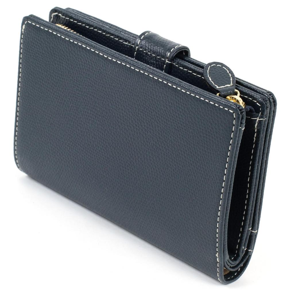 Кошелек для монет с застежкой-молнией PH0451 Dark Stitch 10915 [Kitamura] Г-образный, синий/цвет слоновой кости [Темно-синий]