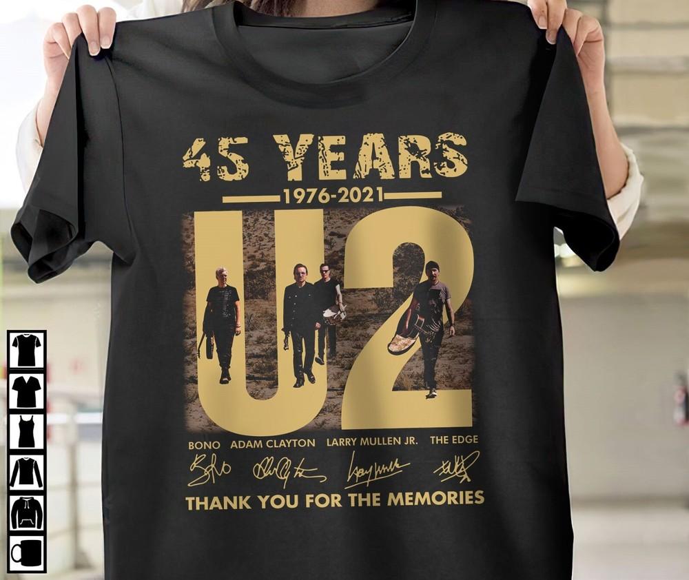 Vintage U2 Band 45 Years Heavy Cotton Black All Size Unisex Classic Shirt BL352