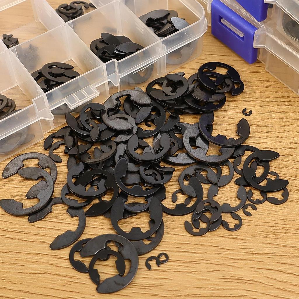 Stainless Steel E-Clips External Retaining Ring Assortment Set Opening Snap Rings Circlip Washers Shaft Fastener Fixing Parts