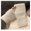 Мягкие зимние перчатки с половиной пальцев женские теплые роскошные однотонные белые плюшевые вязаные перчатки без пальцев варежки для письма