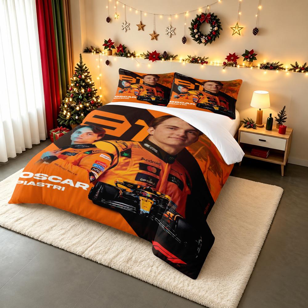 Oscar Piastri McLaren F1 Team 81 Orange Bedding set (1 duvet cover, 2 pillowcases, duvet not included), Formula 1 Driver Poster Art Print