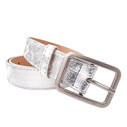 Shiny leather belts for women, gold, silver, for parties, clubs, jeans