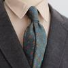 Retro Korean Style 8CM Navy Green Brown Pattern Men's Suit Tie