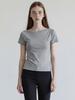 STAY WITH ME Soft Boat Neck Slim T-Shirt_Grey